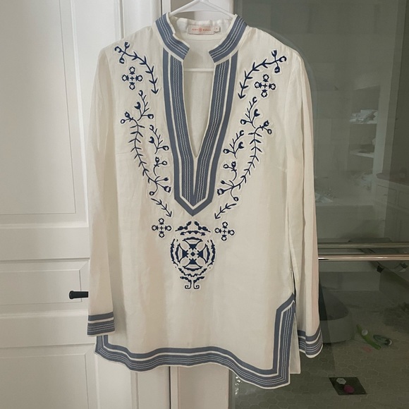 embroidered beach tunic tory burch